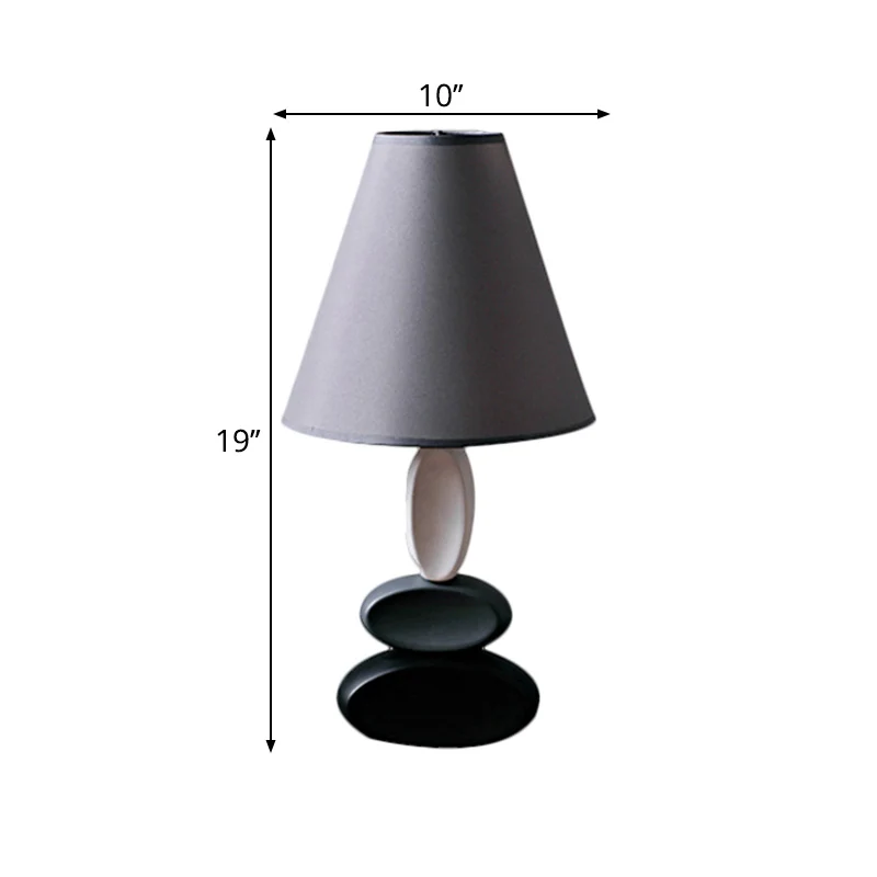 Lampe de lecture en forme conique grise, tissu traditionnel, 1 ampoule, lampe de chevet et de Table de nuit Clearhalo