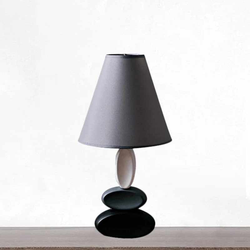 Lampe de lecture en forme conique grise, tissu traditionnel, 1 ampoule, lampe de chevet et de Table de nuit Clearhalo