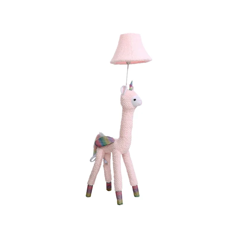 Lampe de lecture sur pied à 1 lumière pour enfants, lampe sur pied en peluche d'alpaga rose avec abat-jour en tissu Clearhalo