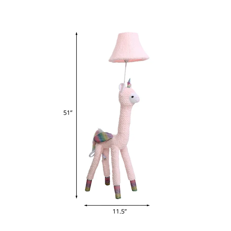 Lampe de lecture sur pied à 1 lumière pour enfants, lampe sur pied en peluche d'alpaga rose avec abat-jour en tissu Clearhalo