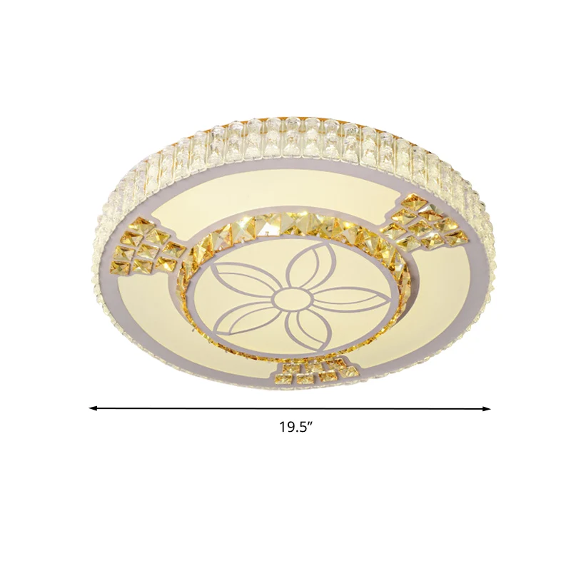 Lampe LED encastrée en forme de fleur, moderne, en cristal blanc, pour salon Clearhalo