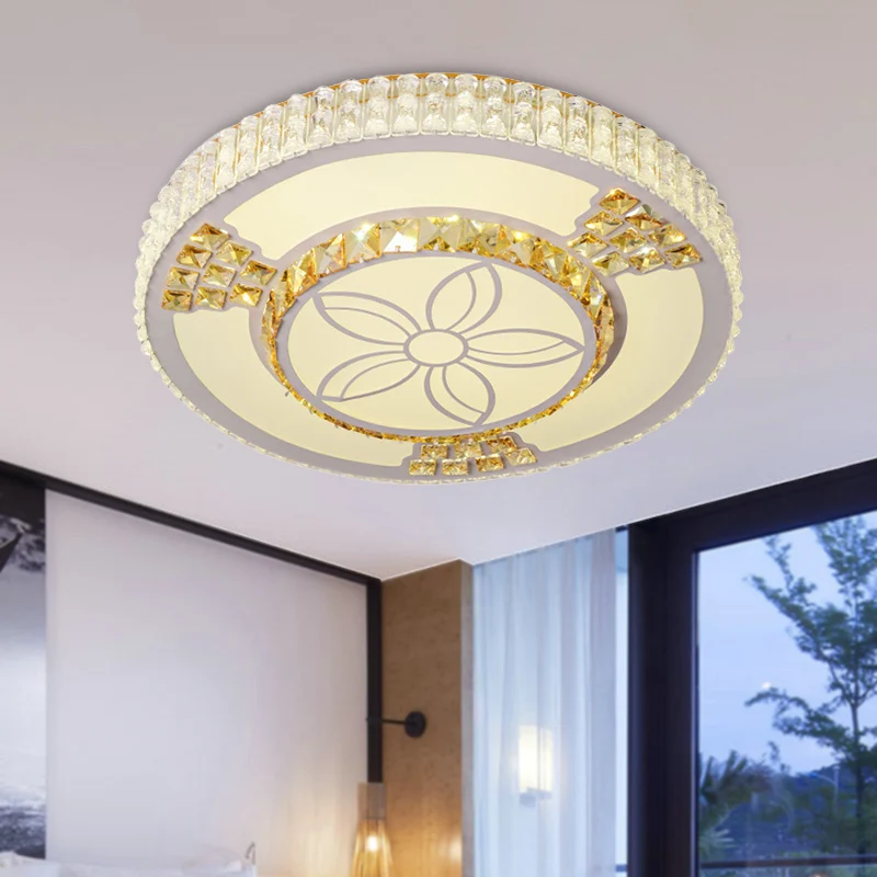 Lampe LED encastrée en forme de fleur, moderne, en cristal blanc, pour salon Clearhalo