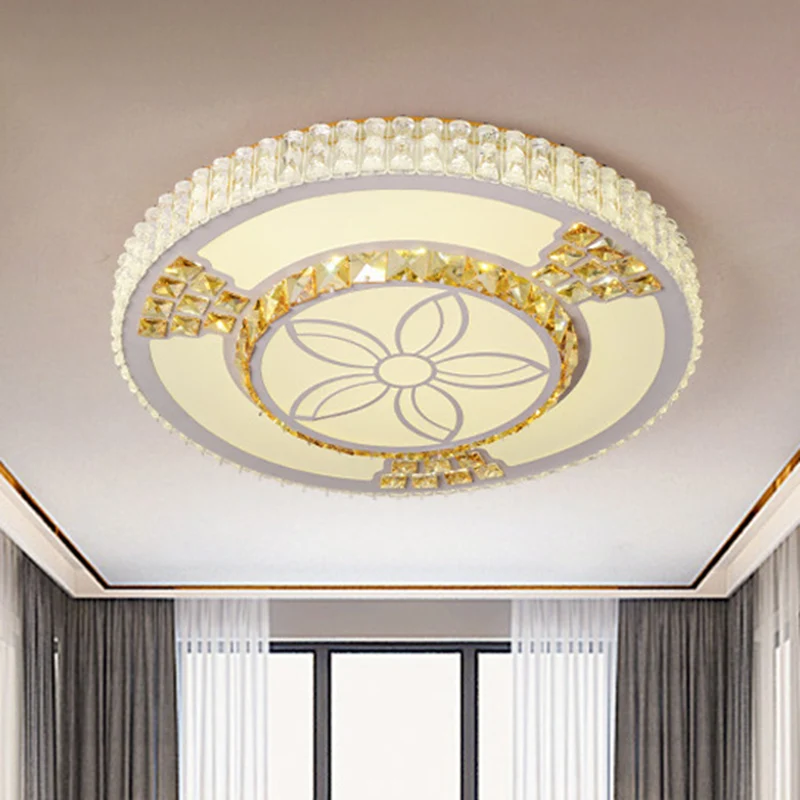 Lampe LED encastrée en forme de fleur, moderne, en cristal blanc, pour salon Clearhalo