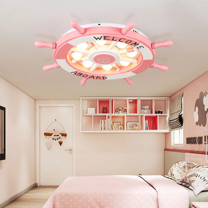Lampe LED encastrée élégante avec abat-jour en acrylique, plafonnier à gouvernail rose/blanc pour chambre à coucher Clearhalo