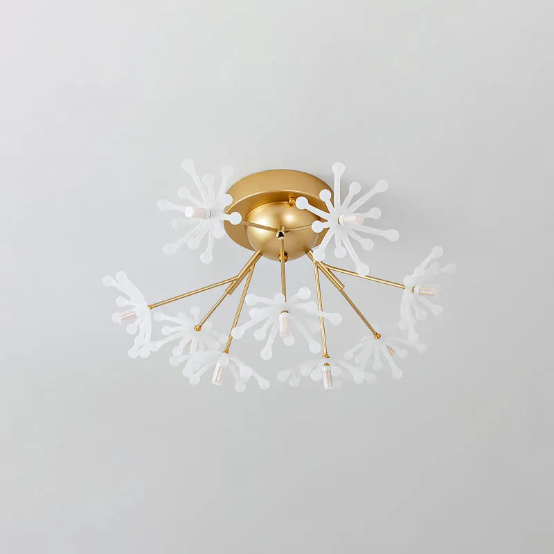 Lampe LED en forme de feu d'artifice nordique, éclairage semi-monté métallique, 9 lumières, pour chambre à coucher, noir/o...