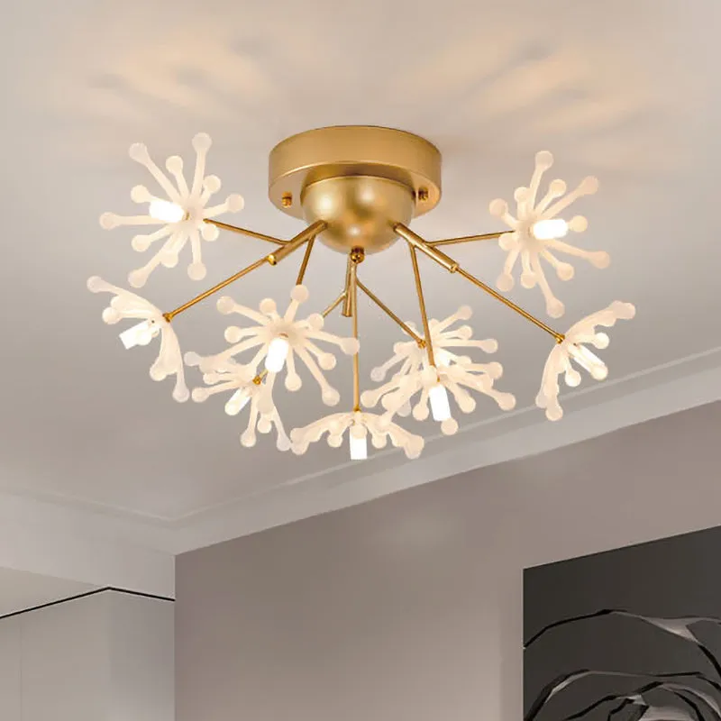 Lampe LED en forme de feu d'artifice nordique, éclairage semi-monté métallique, 9 lumières, pour chambre à coucher, noir/o...