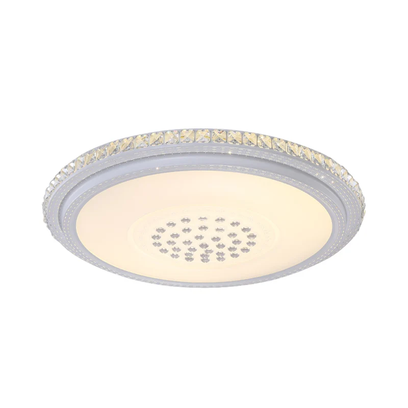 Lampe LED à montage encastré avec anneau moderniste, plafonnier en cristal à facettes en blanc pour le salon Clearhalo