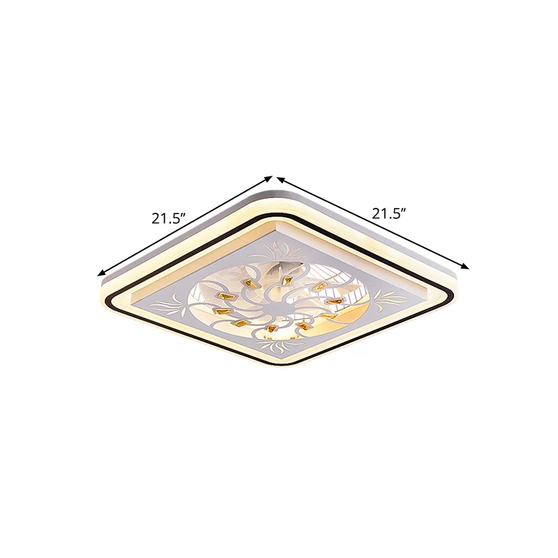 Lampe LED semi-encastrée carrée à 7 lames, moderne, blocs de cristal blancs, lampe suspendue en forme de ventilateur, 21.5...