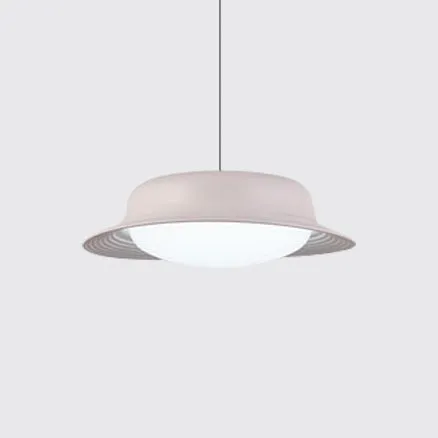 Lampe LED suspendue en forme de chapeau, luminaire moderne en métal, idéal pour une salle à manger, blanc/marron Clearhalo
