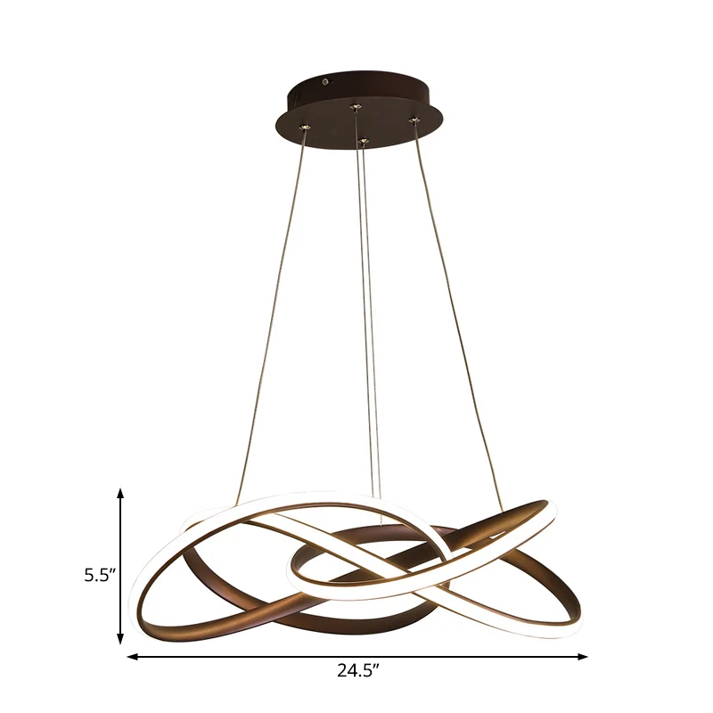 Lampe de lustre en acrylique à courbe sans couture, lampe à suspension de plafond Led contemporaine en forme de café en lu...