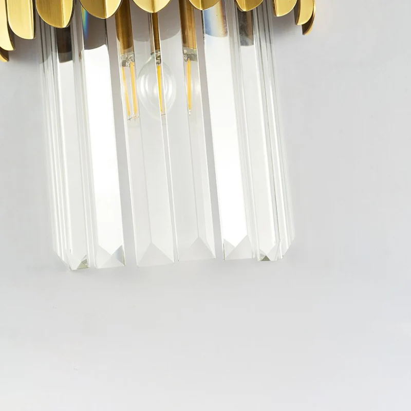 Lampe murale cylindrique moderne en cristal clair, 2 têtes, luminaire mural pour chambre à coucher en or Clearhalo