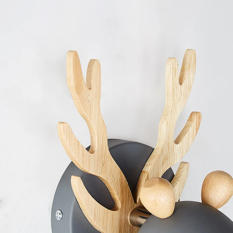 Lampe murale décorative en bois, métal moderniste, 1 ampoule, cylindre gris/blanc/vert, éclairage pour chambre à coucher C...