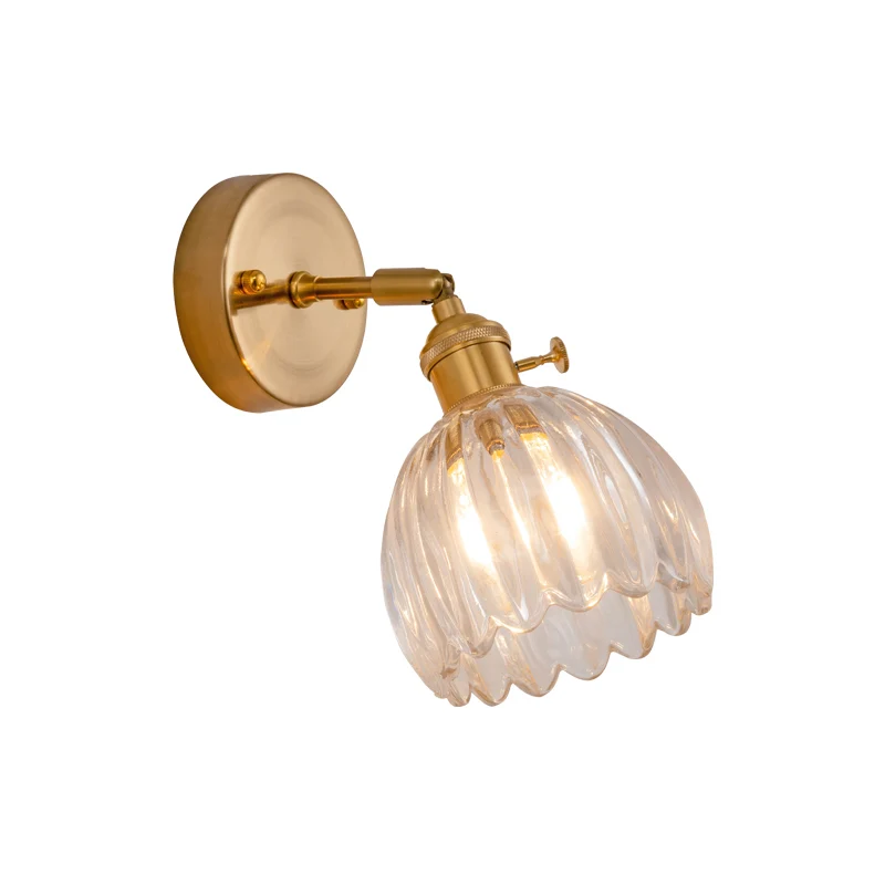 Lampe murale dôme moderne en verre transparent, 1 ampoule, luminaire mural en laiton avec Joint réglable Clearhalo
