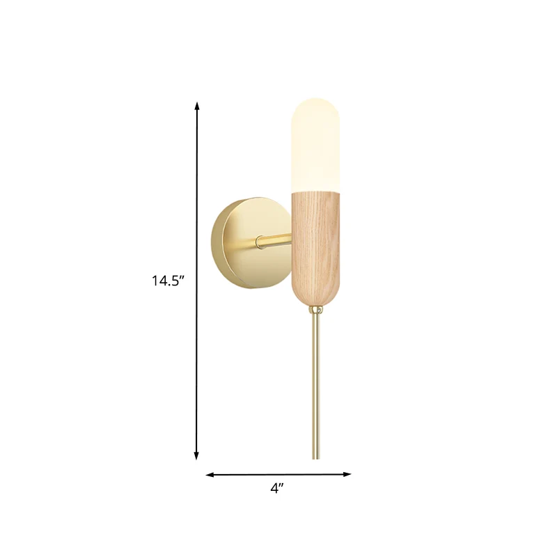 Lampe murale en forme de Capsule, moderne en bois, 1 ampoule, salon, poignée LED, luminaire mural Clearhalo