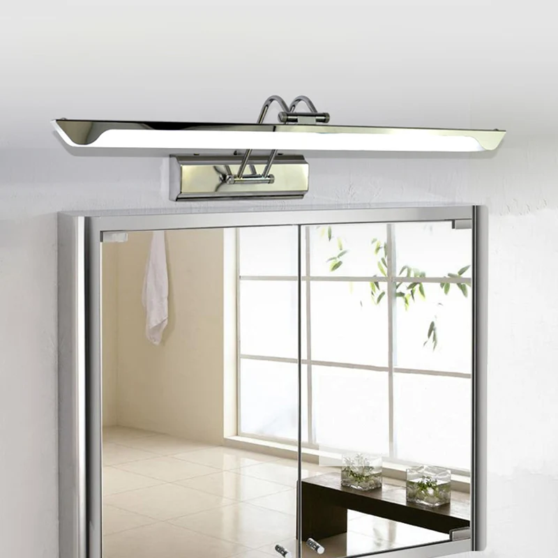 Lampe murale linéaire finition argent, Style moderne, largeur 16/23.5 pouces, lampe LED en acier inoxydable, lampe de vani...