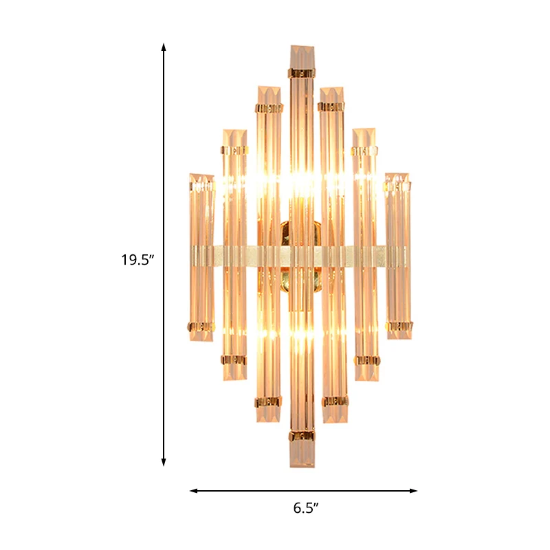 Lampe murale prismatique dorée, cristal moderne, 2 lumières, applique de salon Clearhalo