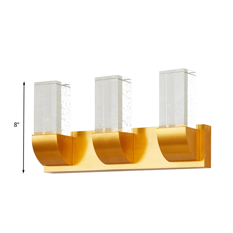 Lampe murale rectangulaire minimaliste, 2/3 ampoules, LED en cristal à bulles, applique murale en or Clearhalo