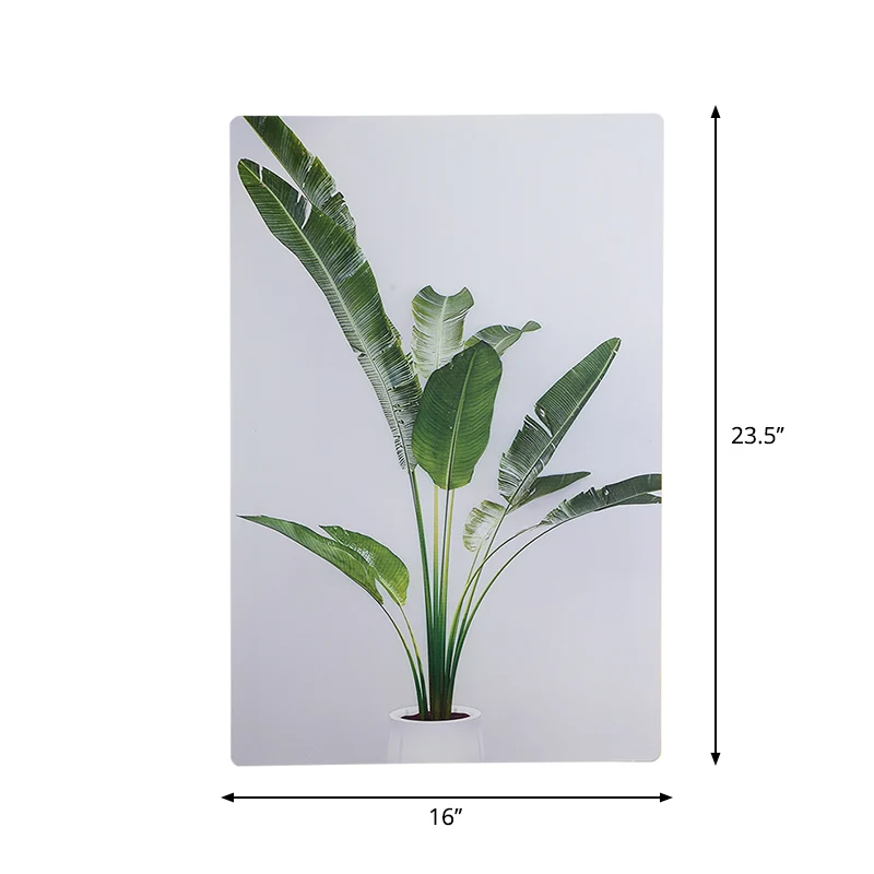 Lampe murale rectangulaire verte et blanche, idée d'éclairage mural en acrylique LED simple avec motif de feuilles Clearhalo