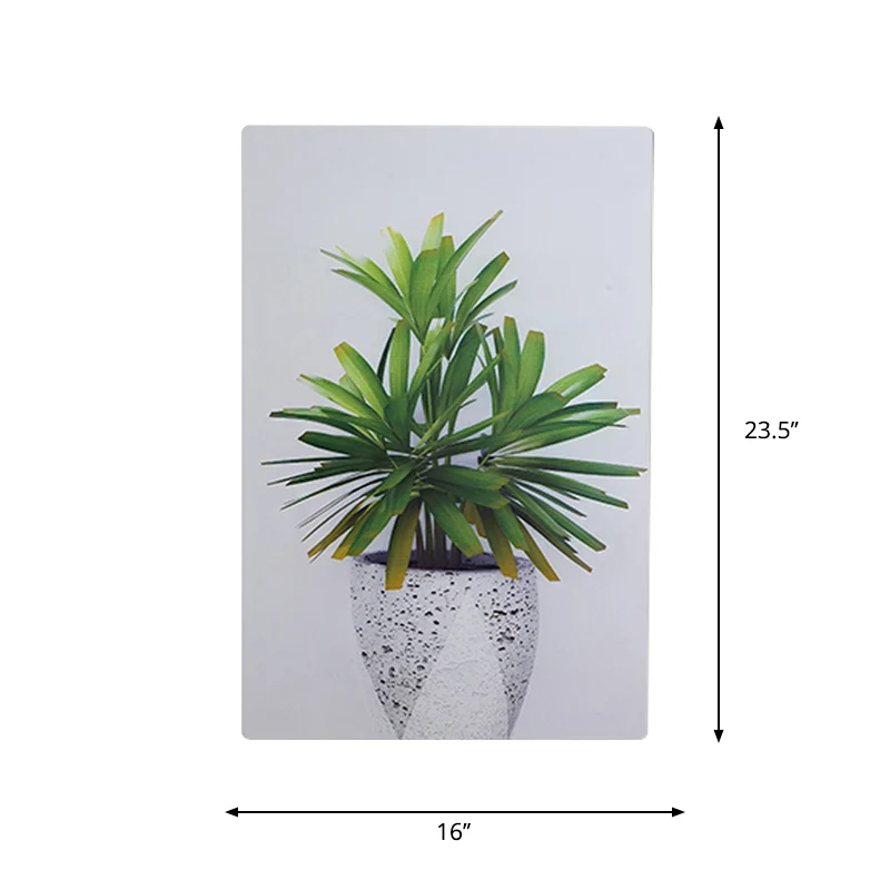 Lampe murale rectangulaire verte et blanche, idée d'éclairage mural en acrylique LED simple avec motif de feuilles Clearhalo