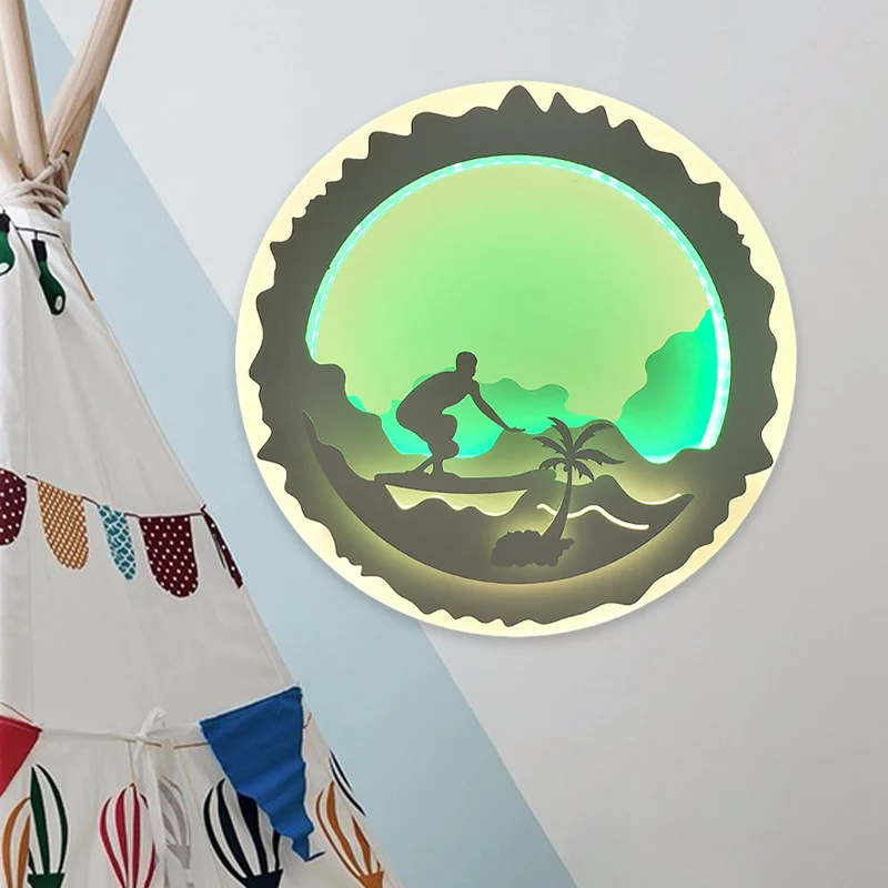 Lampe murale ronde en acrylique LED pour chambre à coucher, éclairage mural de Style chinois avec motif famille aimante/su...