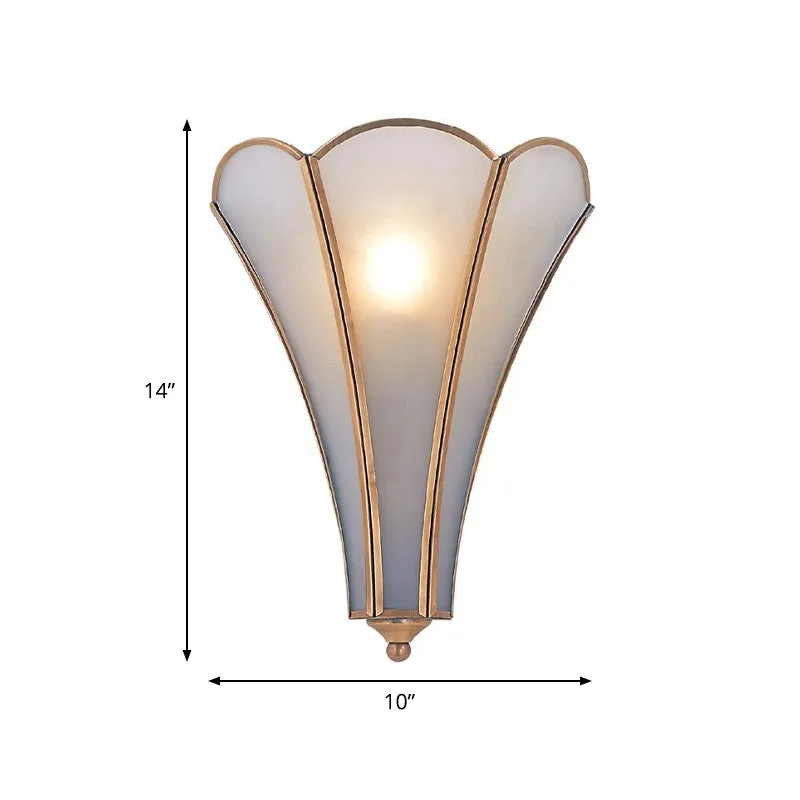 Lampe murale en verre dépoli pétale, classique, 1 ampoule, finition dorée, luminaire Clearhalo