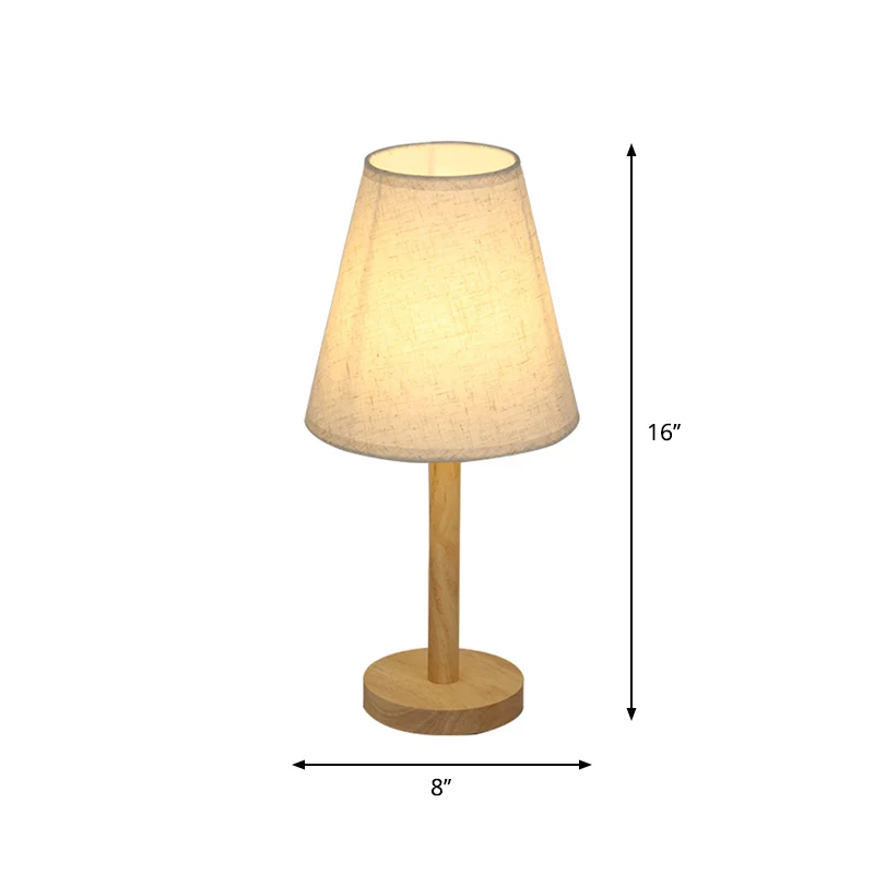 Lampe de nuit à abat-jour conique en tissu, éclairage de Table en bois à 1 tête pour le salon Clearhalo