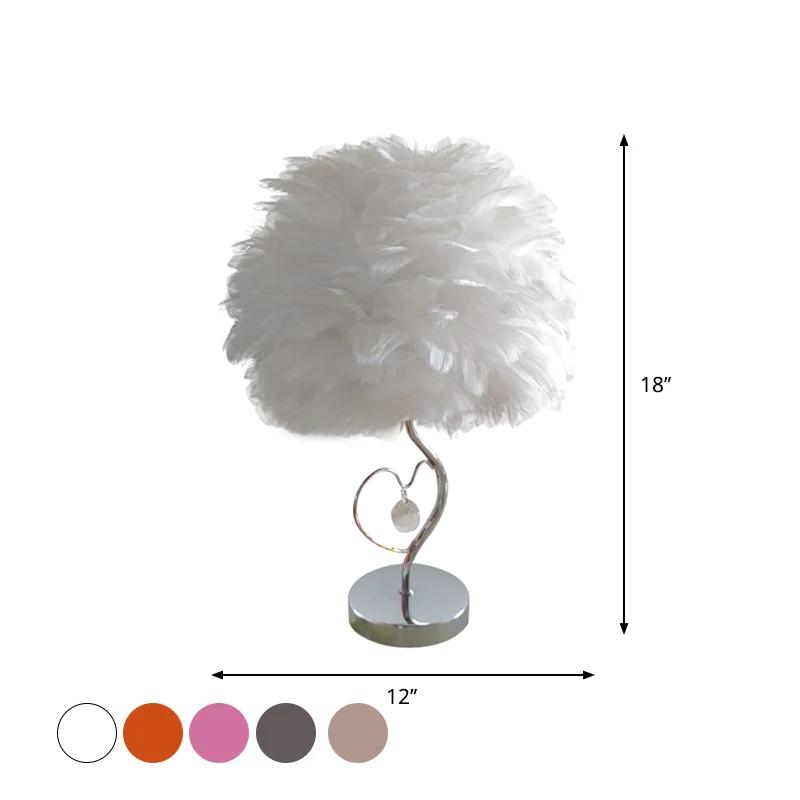 Lampe de nuit à 1 lumière pour chambre à coucher, lampe de table nordique gris/orange/rose avec abat-jour en forme de dôme...