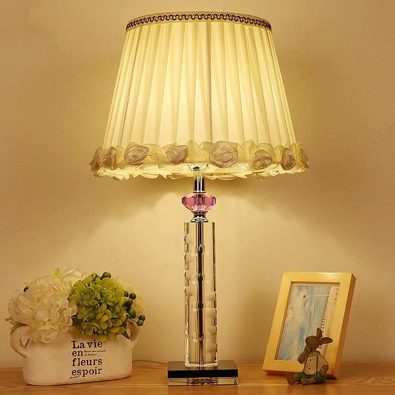 Lampe de nuit minimaliste à 1 ampoule, éclairage de Table blanc avec colonne et Base en cristal transparent Clearhalo