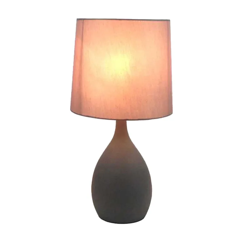 Lampe de nuit en métal en forme de larme, minimaliste, simple, support de Table gris, avec abat-jour cylindrique en tissu...