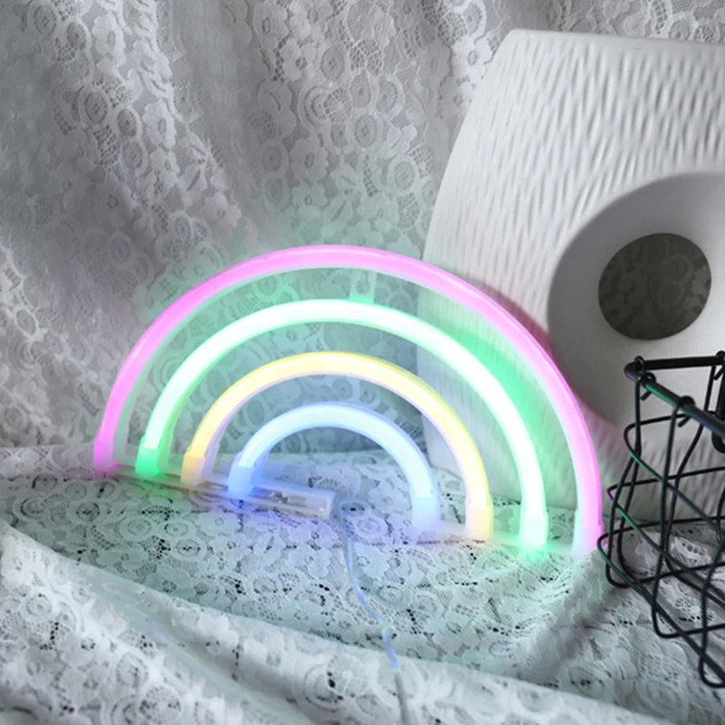 Lampe de nuit en plastique arc-en-ciel, LED créative alimentée par USB, éclairage mural blanc pour chevet Clearhalo