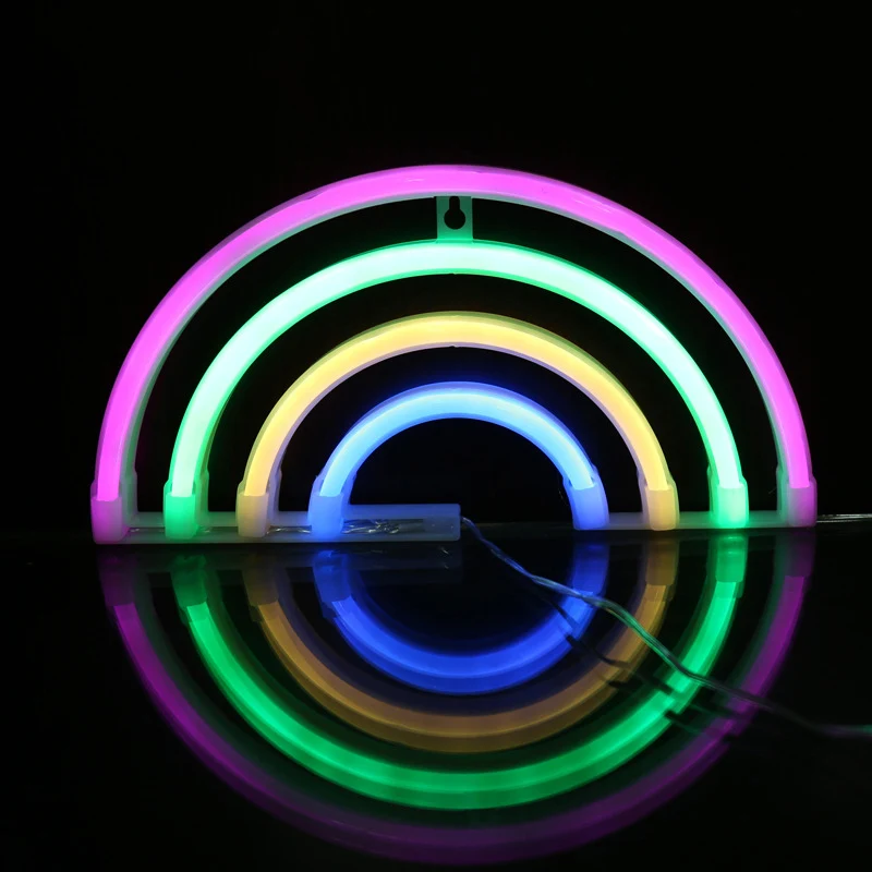 Lampe de nuit en plastique arc-en-ciel, LED créative alimentée par USB, éclairage mural blanc pour chevet Clearhalo