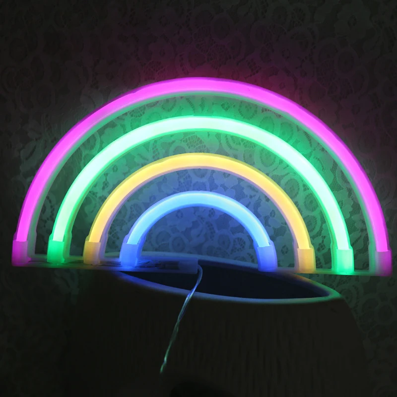 Lampe de nuit en plastique arc-en-ciel, LED créative alimentée par USB, éclairage mural blanc pour chevet Clearhalo