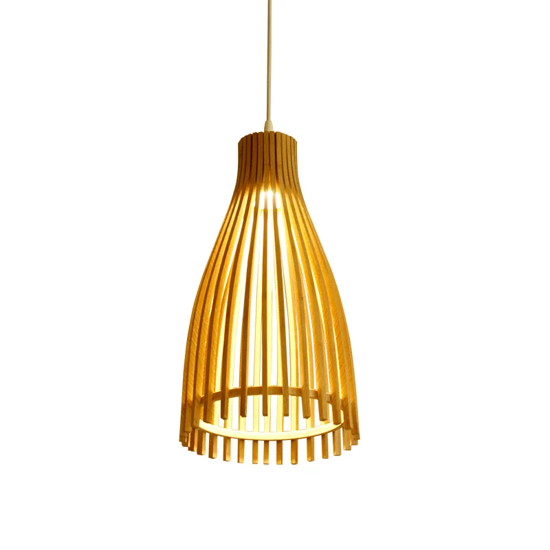 Lampe pendule conique en bande de bambou, plafonnier suspendu japonais à 1 lumière beige pour salon de thé Clearhalo