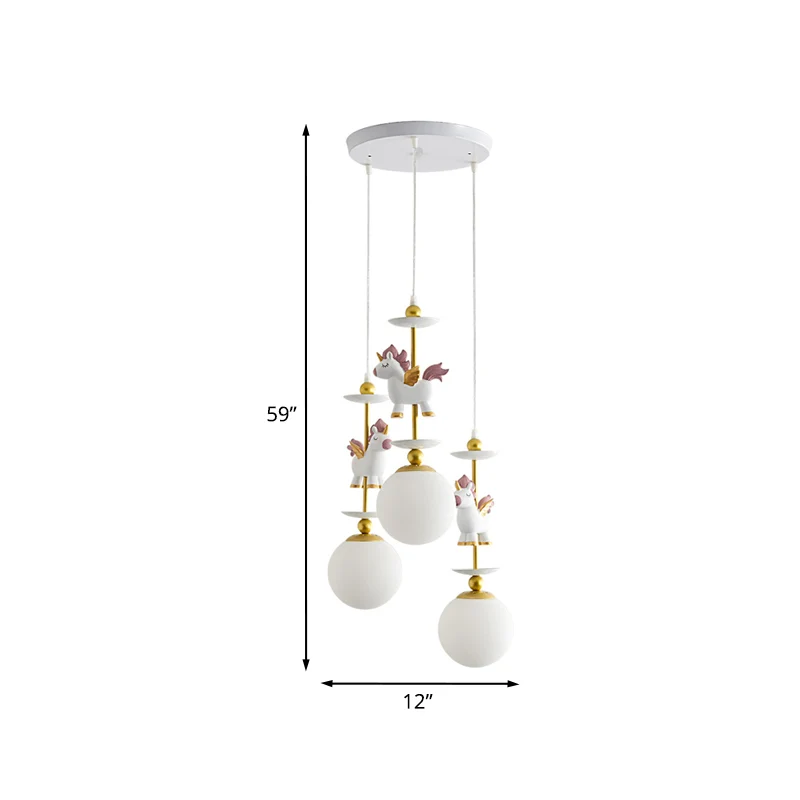 Lampe à pendule licorne blanche à 3 lumières, luminaire décoratif d'intérieur, idéal pour une chambre à coucher, avec abat...