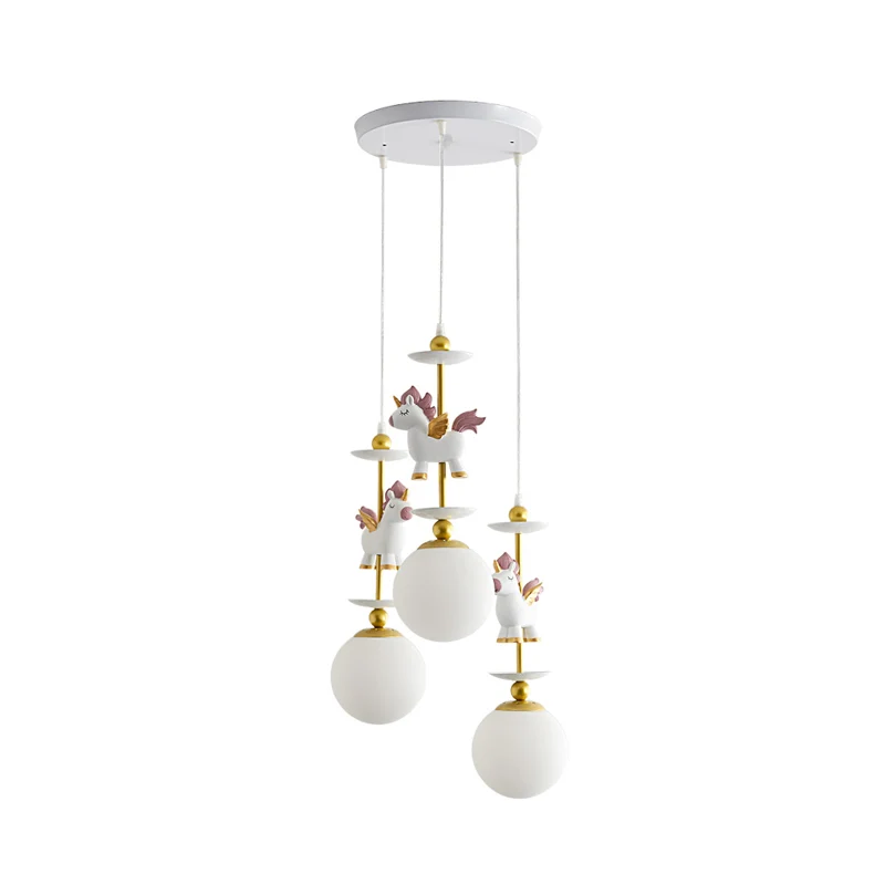 Lampe à pendule licorne blanche à 3 lumières, luminaire décoratif d'intérieur, idéal pour une chambre à coucher, avec abat...