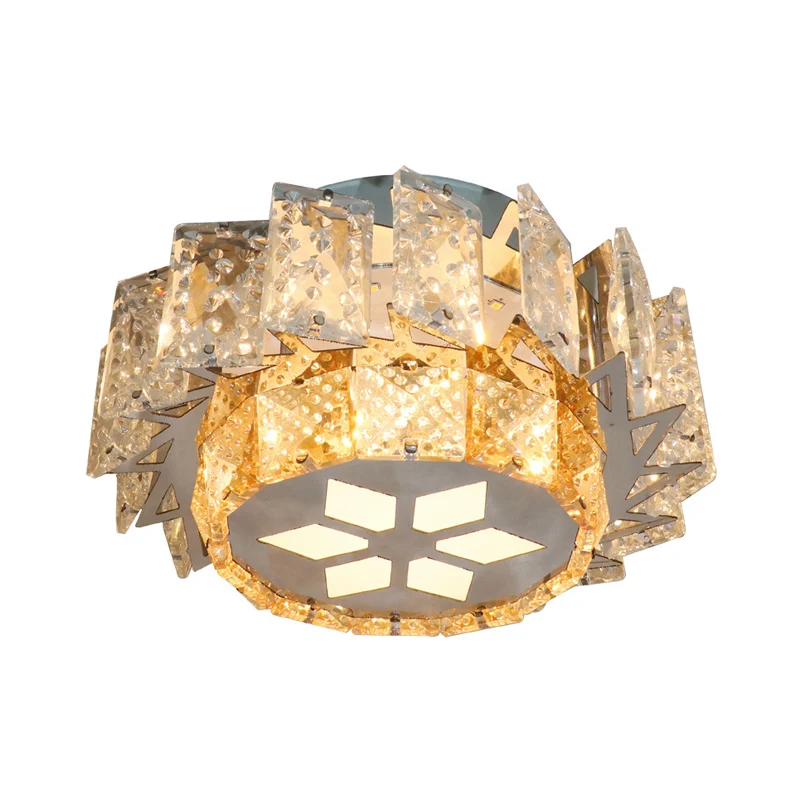 Lampe de plafond contemporaine pour porche et moulin à vent, blocs de cristal transparents, LED, éclairage encastré en nic...