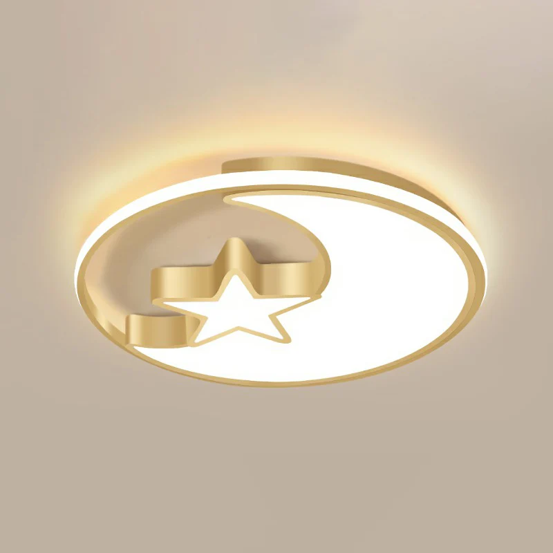 Lampe de plafond dorée de simplicité de lumière de plafonnier de lune et d'étoile en métal pour la chambre d'enfants Clear...
