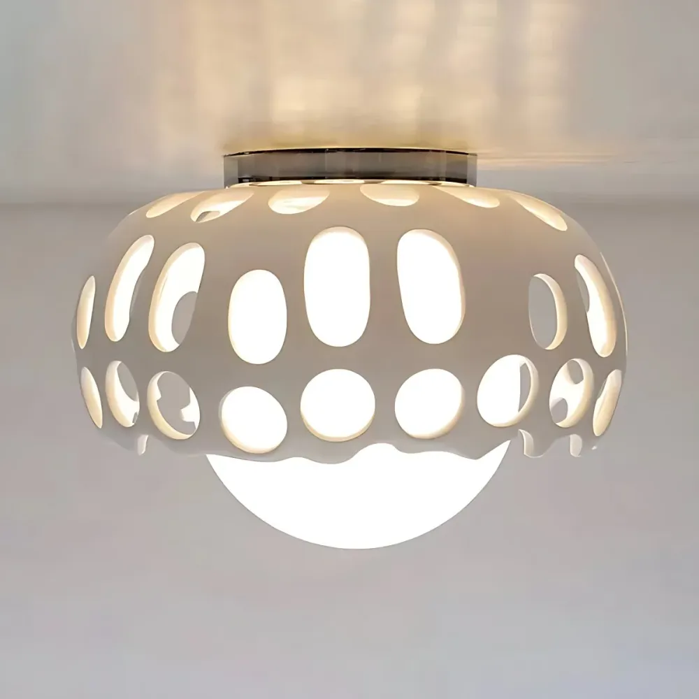 Lampe de plafond en forme de champignon pour chambre de bébé, plafonnier créatif en métal finition blanche Clearhalo