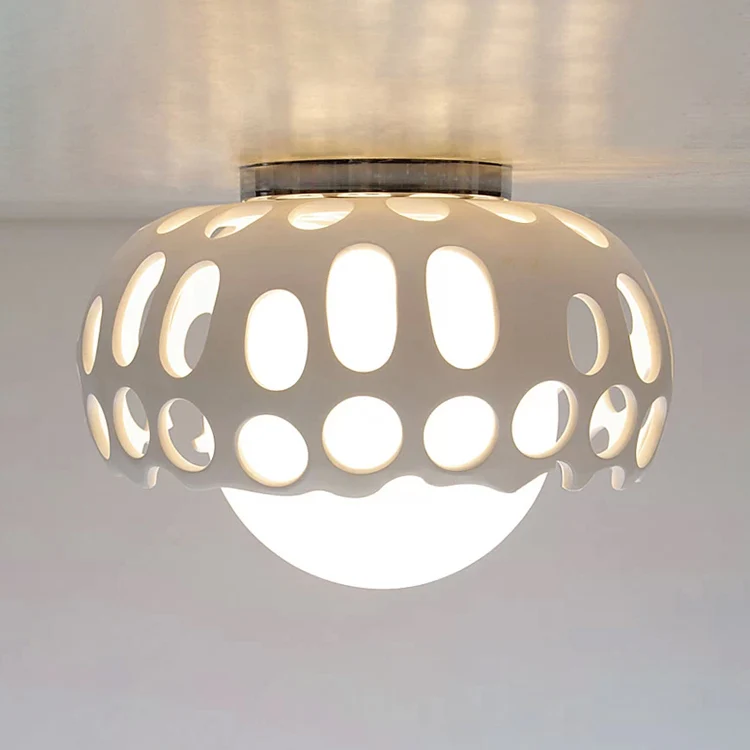Lampe de plafond en forme de champignon pour chambre de bébé, plafonnier créatif en métal finition blanche Clearhalo