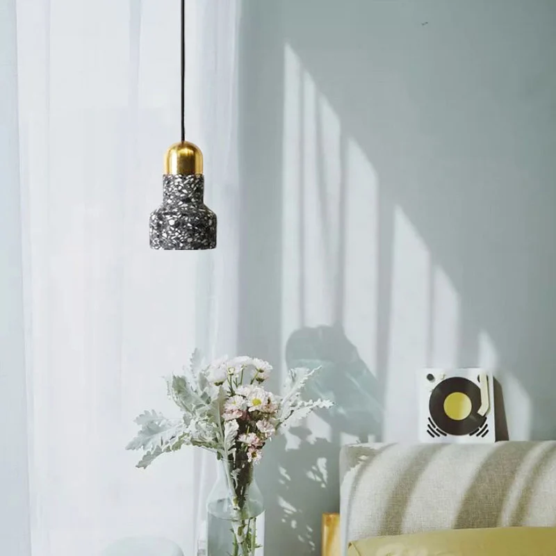 Lampe de poche en forme de salon Suspension éclairage Terrazzo 1 lumière Style nordique pendentif plafonnier Clearhalo