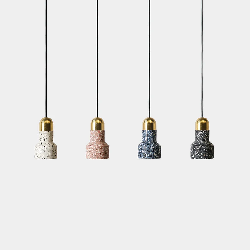 Lampe de poche en forme de salon Suspension éclairage Terrazzo 1 lumière Style nordique pendentif plafonnier Clearhalo