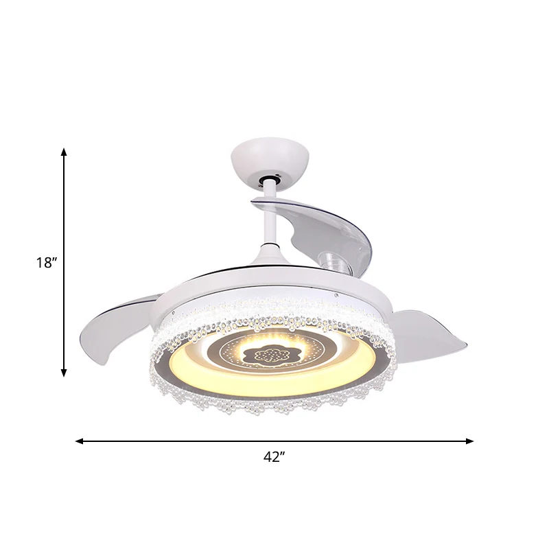 Lampe semi-encastrée circulaire de 42 po de largeur, acrylique moderniste, blanc, 3 pales, lampe suspendue à LED avec garn...