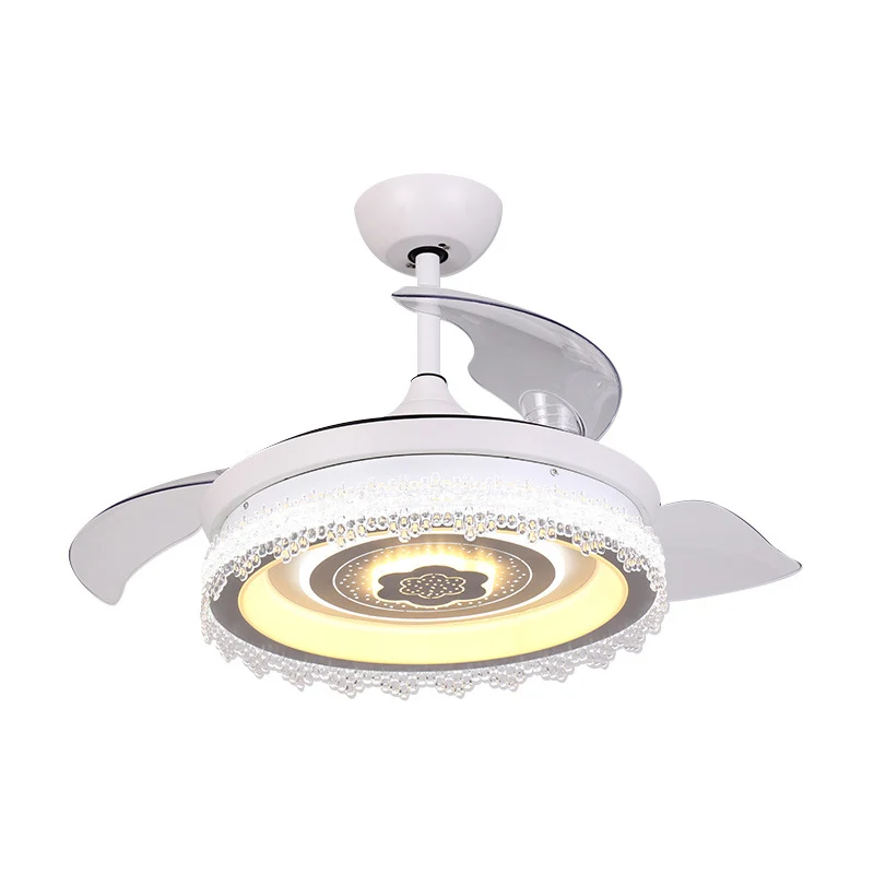 Lampe semi-encastrée circulaire de 42 po de largeur, acrylique moderniste, blanc, 3 pales, lampe suspendue à LED avec garn...