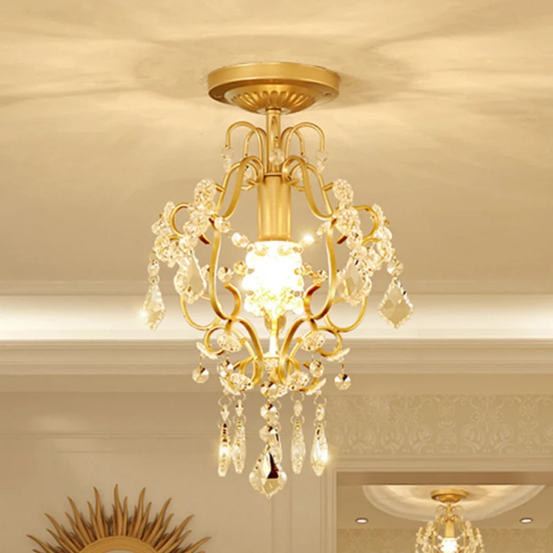 Lampe semi-encastrée à défilement finition dorée, luminaire moderniste à 1 tête en cristal Clearhalo