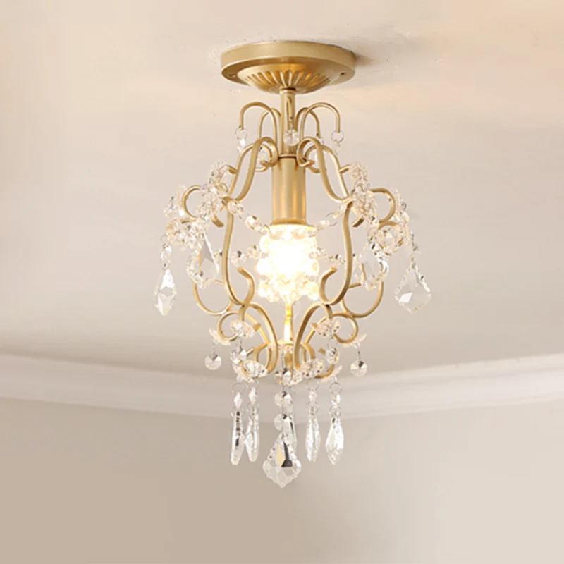 Lampe semi-encastrée à défilement finition dorée, luminaire moderniste à 1 tête en cristal Clearhalo