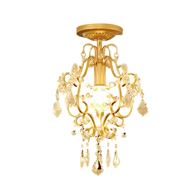 Lampe semi-encastrée à défilement finition dorée, luminaire moderniste à 1 tête en cristal Clearhalo