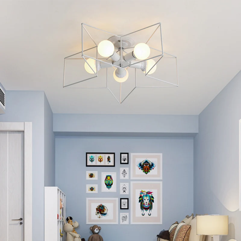 Lampe semi-encastrée en forme d'étoile pour chambre à coucher, luminaire de plafond en métal Vintage à 5 ampoules Clearhalo