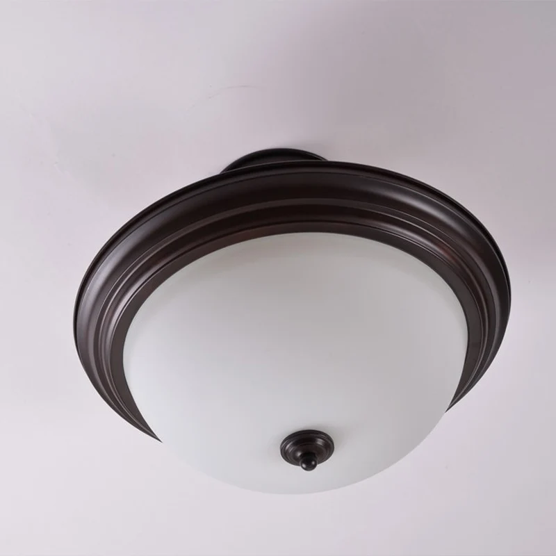 Lampe semi-montée à 2 lumières, style campagnard, pour salon, proche du plafond, avec dôme, abat-jour en verre blanc/ambre...