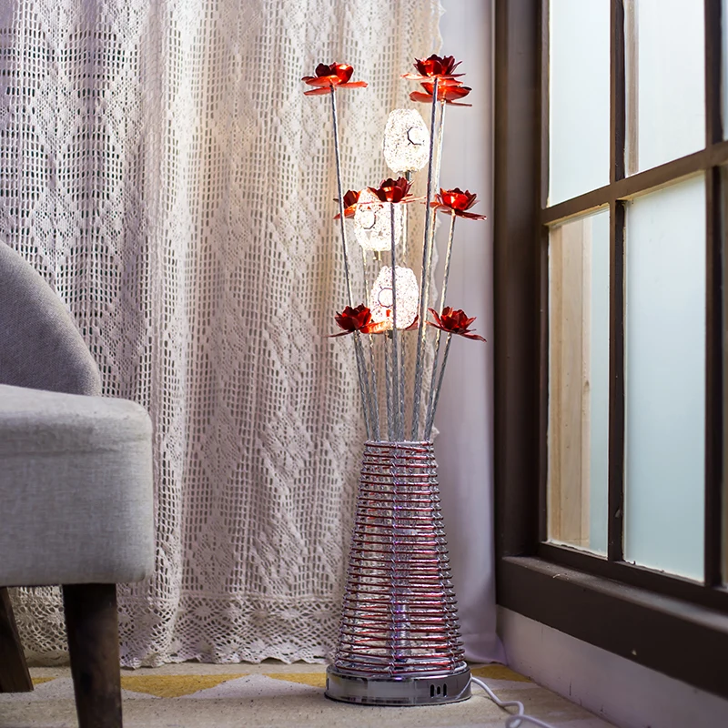 Lampe sur pied conique en aluminium, lampe de lecture décorative à LED pour chambre à coucher, Design Rose et ovale Clearhalo