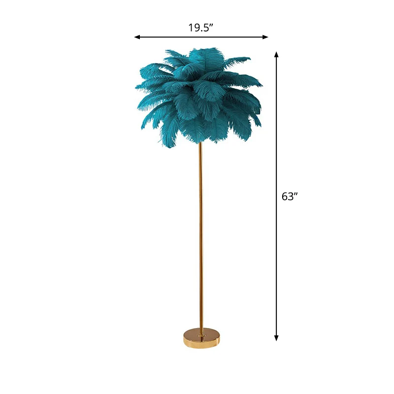 Lampe sur pied nordique à 1 lumière en forme de palmier à plumes pour chambre de filles Clearhalo